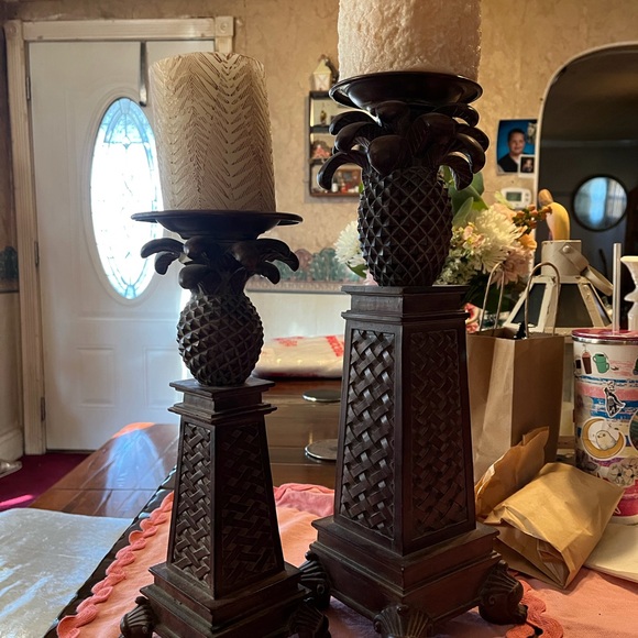 Other - Elegant Brown Pineapple Candle Holders